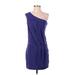 Susana Monaco Casual Dress - Shift One Shoulder Sleeveless: Purple Print Dresses - Women's Size Small