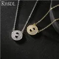 Collana con ciondolo a punta tonda di marca RAKOL per le donne gioielli con zirconi pavimentati