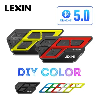 Lexin ET Com V 5,0 Motorrad Bluetooth Intercom Helm Headset Multicolor FM Drahtlose BT Intercomunicador Moto 1200M 2 Fahrer Image