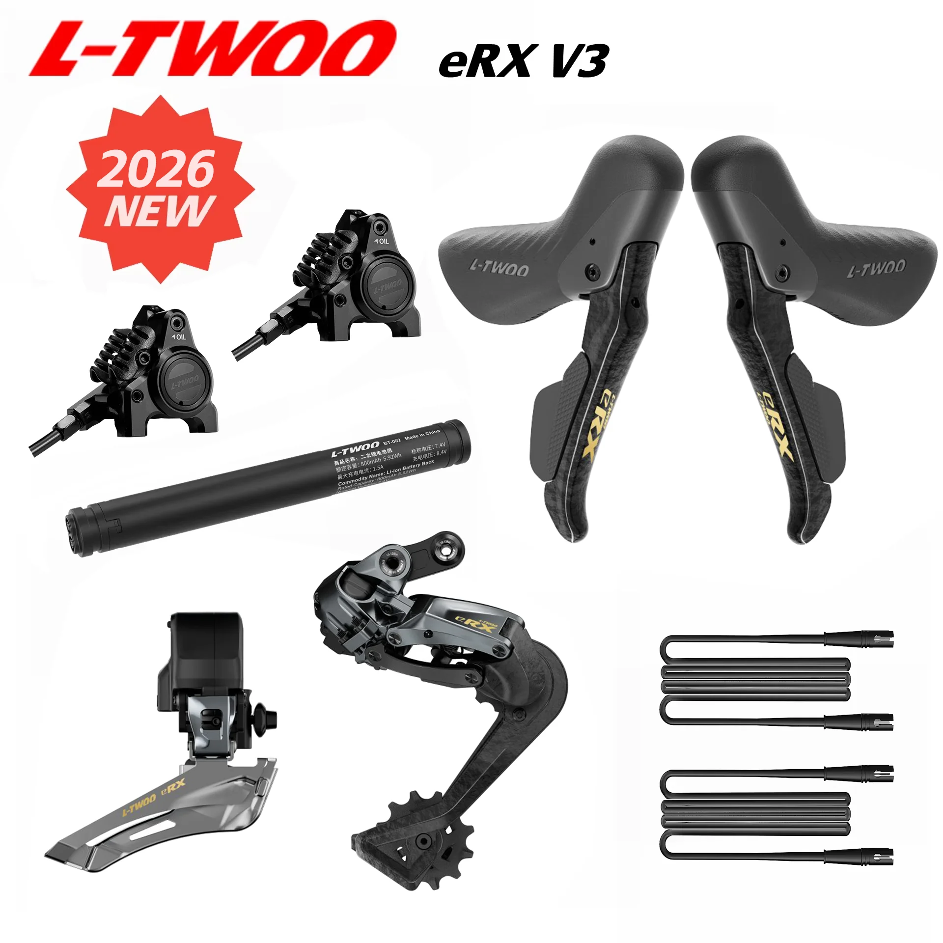 2026 neue LTWOO eRX 2x12s / 2x11s Elektronische Schaltgruppe, Rennrad-Elektronikgruppe, Austauschbarer Akku, APP-Programmierung Image