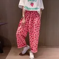 Japanischen Stil Sommer Casual Hosen Ulzzang Koreanische Lose Hosen Frauen Erdbeere Druck Hose