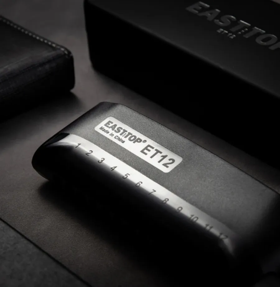 EAST TOP ET12 Chromatische Mundharmonika in G für Erwachsene und Profis mit einzigartigem modernem Design, IVORY BLACK Cover Image