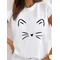 T-shirt da donna a maniche corte con stampa T moda abbigliamento donna t-shirt grafica Cat Face