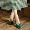 Frühling/Herbst Frauen Pumps Schaf Wildleder Lederschuhe für Frauen Square Toe Chunky Heel Frauen Schuhe Kette Büro Damen High Heels