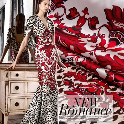 Tissu Japonais Rot Blumen Leopard Print Mode Ankunft Sericiculture Silk Satin Kleid Kleidung Stoff Textil Großhandel Einzelhandel nähzubehöhr stoffe zum nähen stoff handmade sewing accessories nähen
