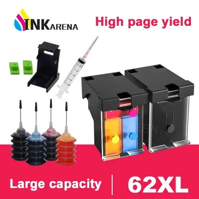 62XL Refillable Replacement For HP62 For HP 62 Ink Cartridge for HP Envy 5540 5640 7640 5646 5541 5740 5742 5745 Ink Cartridges