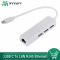 USB 3.1 HUB TYPE C to Ethernet Network LAN Adapter 100Mbps RJ45 USB-C With 3 Ports USB HUB Splitter