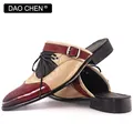 LUXURY MEN HALF SHOES MIXED COLOR POINTED SUMMER CASUAL DRESS MAN SHOES BREATHABLE COMFORTABLE