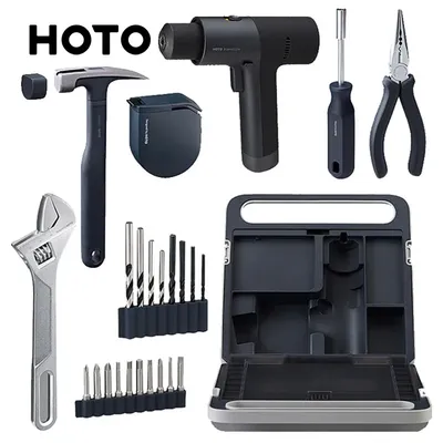 HOTO 12V Brushless Electric Drill Toolbox Mixed Tool Combination Package Set Power Hand Tool Kit for