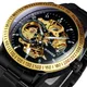 WINNER Military Skeleton Automatic Men Watch Steampunk Sports Mechanical Watches Luxury Gold