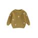 IZhansean Newborn Infant Toddler Baby Girls Knitted Sweater Floral Embroidery Casual Long Sleeve Pullover Knitwear Warm Clothes Dark Beige Yellow 4-5 Years