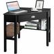 Costway - Corner Desk Computer Table Home Office Writing Workstation w/ Drawer & Shelves
