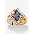 Women's 2.05 Tcw Marquise-Cut Simulated Purple Amethyst Cocktail Ring Gold-Plated by PalmBeach Jewelry in Purple (Size 10)