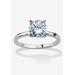 Women's 2 Tcw Round Cubic Zirconia Solitaire Ring In .925 Sterling Silver by PalmBeach Jewelry in Silver (Size 5)