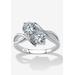 Women's 1.96 Cttw Cubic Zirconia .925 Sterling Silver 2-Stone Bypass Ring by PalmBeach Jewelry in Silver (Size 7)