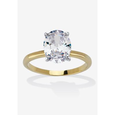 Women's 2.54 Tcw Cubic Zirconia 18K Gold-Plated Oval Solitaire Engagement Ring by PalmBeach Jewelry in Gold (Size 6)