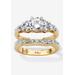 Women's 2 Piece 2.01 Tcw Round Cubic Zirconia Bridal Ring Set In 18K Gold-Plated by PalmBeach Jewelry in Gold (Size 9)