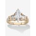 Women's 2.69 Cttw 14K Gold-Plated Silver Marquise-Cut Cubic Zirconia Engagement Ring by PalmBeach Jewelry in Gold (Size 9)