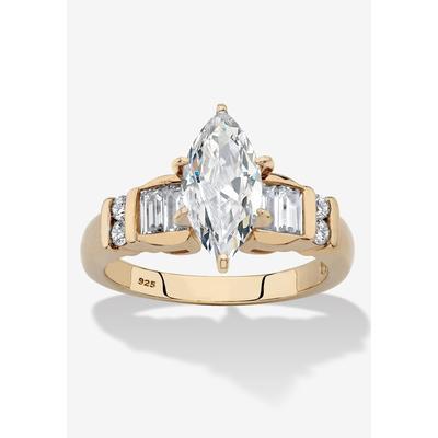 Women's 2.69 Cttw 14K Gold-Plated Silver Marquise-Cut Cubic Zirconia Engagement Ring by PalmBeach Jewelry in Gold (Size 7)