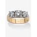 Women's 2.28 Tcw Round Cubic Zirconia Three-Stone Anniversary Ring Gold-Plated by PalmBeach Jewelry in Gold (Size 7)
