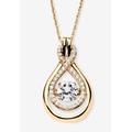 Women's 1.25 Tcw "Cz In Motion" Drop Necklace 14K Gold-Plated Sterling Silver by PalmBeach Jewelry in Gold