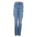 Gap Jeggings - High Rise Straight Leg Trashed: Blue Bottoms - Women's Size 27 - Distressed Wash