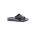 Barneys New York Sandals: Slide Wedge Minimalist Black Print Shoes - Women's Size 35 - Open Toe