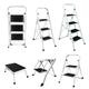 Portable Folding Stepladder, 4 Steps Ladder, Non-Slip, Safety Handrail, Heavy Duty Metal Steel, 150kg Load Capacity, Ideal for Home/Kitchen/Garage/Office