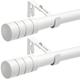 2PCS Extendable Curtain Poles Adjustable Curtain Rod White Curtain Poles for Eyelet Curtains Curtain Pole with Finials&Brackets for Living Room or Bedroom (110-210CM, White)