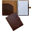 Refillable Leather Journal Lined Paper, A5 Leather Binder Organizer for Men and Women, 100 Sheets, Brown