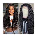 Hair Wigs 5X5 Deep Wave Lace Closure Wigs Peruvian Human Hair 14-40inch Glueless Pre Plucked with Baby Hair Deep Curly Transparent Lace Wigs for Black Women Wig for Women (Color : 5X5 closure wig 180
