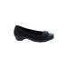 Hotter Flats: Pumps Chunky Heel Classic Black Solid Shoes - Women's Size 6 1/2 - Round Toe