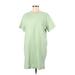 Old Navy Casual Dress - Shift High Neck Short sleeves: Green Solid Dresses - Women's Size Medium