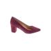 Corso Como Heels: Slip-on Chunky Heel Work Burgundy Print Shoes - Women's Size 8 1/2 - Pointed Toe