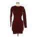 Zara Casual Dress - Bodycon Crew Neck Long sleeves: Brown Print Dresses - Women's Size Small