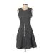 Maison Jules Casual Dress - Mini High Neck Sleeveless: Gray Dresses - Women's Size Small