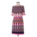 Eliza J Casual Dress - Mini Crew Neck Short sleeves: Purple Chevron/Herringbone Dresses - Women's Size 6