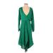 Cushnie for Target Casual Dress - Wrap Plunge 3/4 sleeves: Green Print Dresses - Women's Size 0