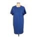 Old Navy Casual Dress - Shift Crew Neck Short sleeves: Blue Print Dresses - Women's Size Large