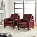 Club Chair - Lark Manor™ Anagha 31.5" Wide Club Chair Set of 2 Wood/Leather/Genuine Leather in Brown | 36.5 H x 31.5 W x 34.5 D in | Wayfair