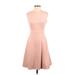 Calvin Klein Casual Dress - A-Line Crew Neck Sleeveless: Pink Print Dresses - Women's Size 2