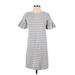 J.Crew Factory Store Casual Dress - Shift Crew Neck Short sleeves: Gray Print Dresses - Women's Size 2X-Small