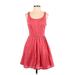 LC Lauren Conrad Casual Dress - A-Line Scoop Neck Sleeveless: Red Print Dresses - Women's Size 2