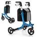 Costway 3-Wheel Rolling Walker with Adjustable Handle-Blue