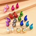 4Pair/Set Small Metallic Color Acrylic Waterdrop Earrings Dupes for Women Chunky Tear Drop Earring