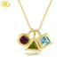 Natural Topaz Peridot Rhodolite Garnet Silver Yellow Gold Plated Pendant Women Special Unique Style