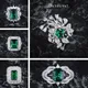 Luxury 5 Models Design Geometric Simulation Emerald Green Rings For Women Wedding Ring Silver Color