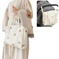 New Bear Animal Baby Stroller Bag Newborn Baby Beige Cotton Fabric Zipper Diaper Handbag Mummy