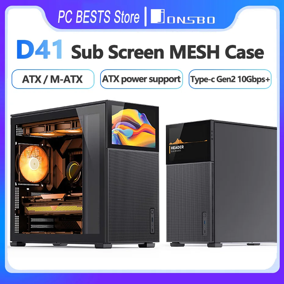 Jonsbo pinecone d41 fall mesh sekundäres sieb atx matx trans luzenz unterstützung atx power 360 kaltes auspuff sub screen chassis Image