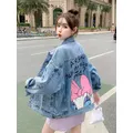 Potdemiel High Street Denim Short Coat For Women Spring Autumn New Versatile Fashionable Loose